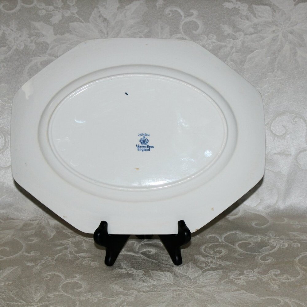 Blue And White Johnson Bros Geneva Serving Platter | Vintage Geneva Patter - Picture 4 of 15